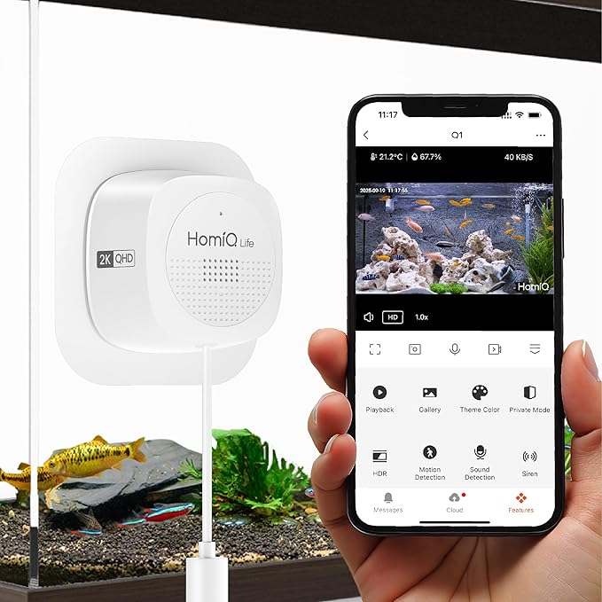 3MP 2K Aquarium & Terrarium Pet Camera.Install &Close-Focus Lens by HomiQLife