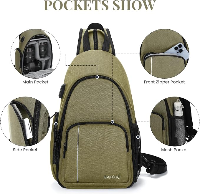 BAIGIO Camera Sling Bag Small Camera Backpack - Image 4