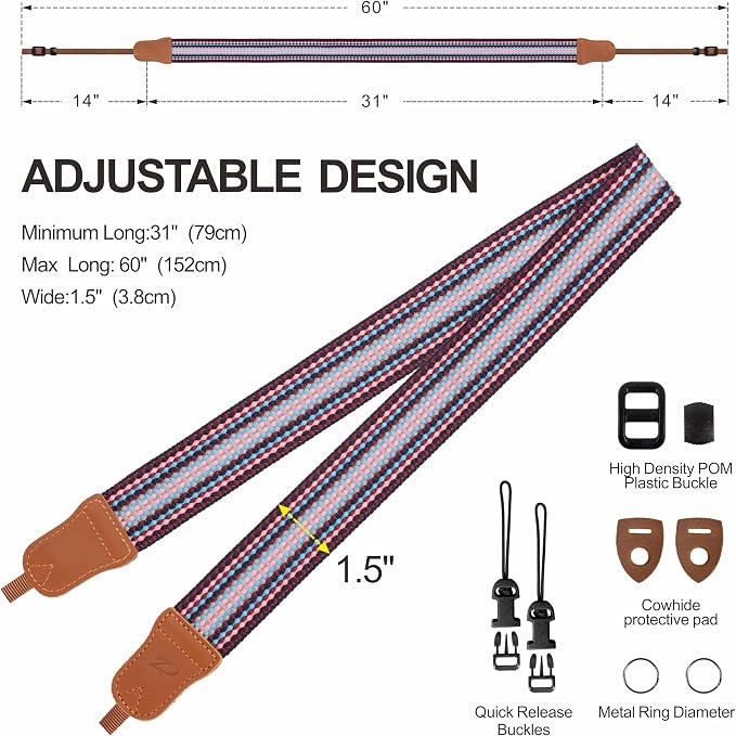 Padwa Lifestyle Striped Purple Camera Strap - Image 6