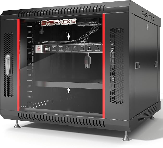 9U Wall Mount Server Rack Cabinet – 19" Network Rack Enclosure, PDU & Shelf by SYSRACKS