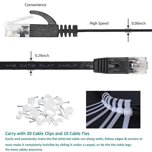 DAYEDZ Ethernet Cable 100 ft, Cat 6 High Speed Computer Network Flat Cord - Image 4