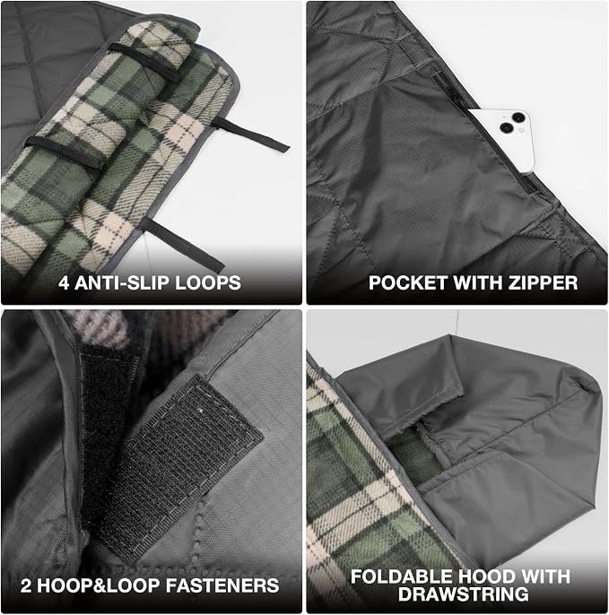 DUKUSEEK Waterproof Stadium Blanket, Hooded Outdoor Blankets Waterproof - Image 3