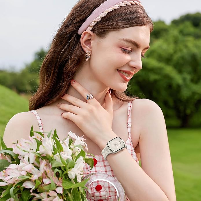 SNBLK 6 Pack Floral Engraved Bands Compatible - Image 7