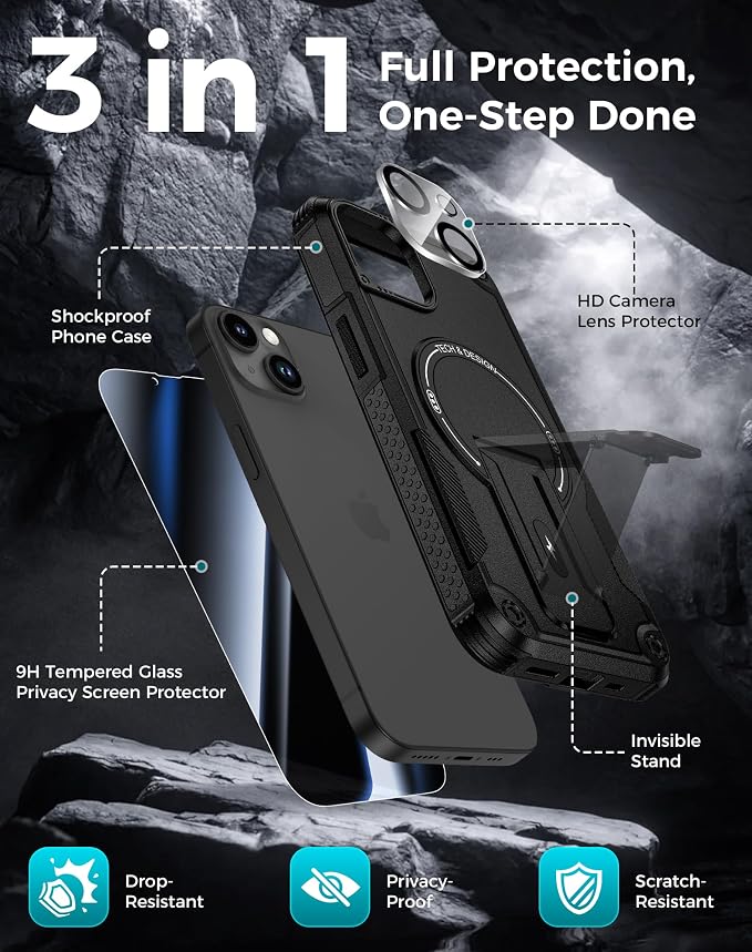 Goton for iPhone 14 Case with Privacy Tempered Glass Screen Protector & Camera - Image 3