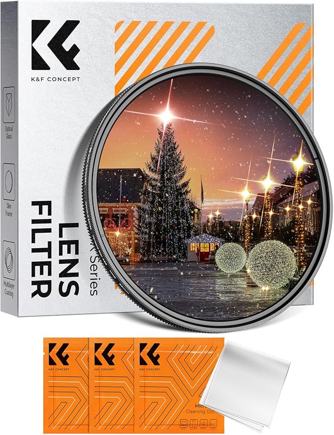 K&F CONCEPT 55mm Variable Star Filter Cross Screen Starburst Filter 4, 8 Points by KFCONCEPT