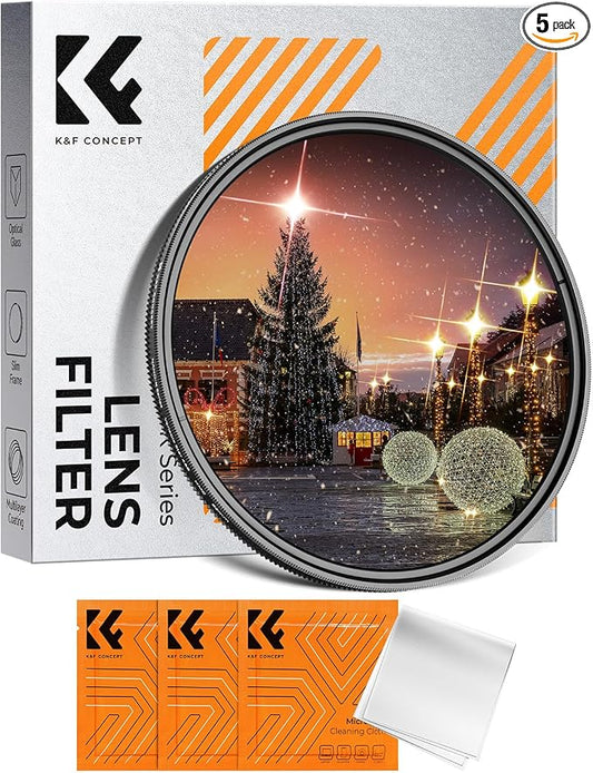 K&F CONCEPT 67mm Variable Star Filter Cross Screen Starburst Filter 4, 8 Points by KFCONCEPT