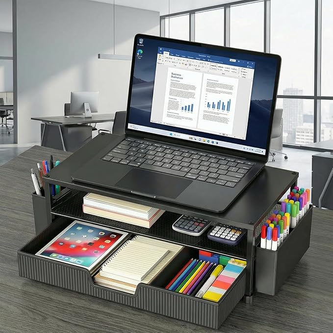 ECOLOVI Desk Organizer and Accessories, 2-Tier Computer Monitor Stand Rise - Image 5