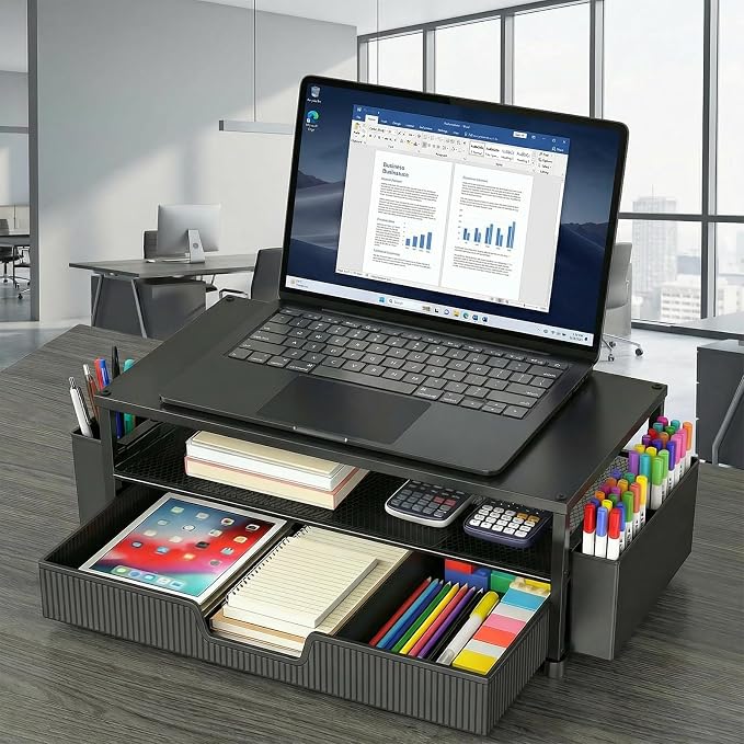 ECOLOVI Desk Organizer and Accessories, 2-Tier Computer Monitor Stand Rise - Image 4