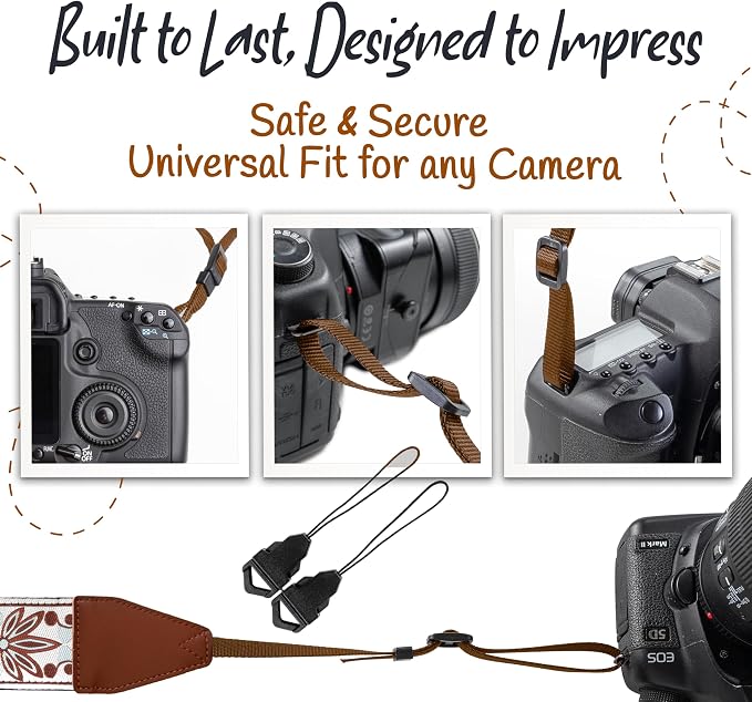 Art Tribute Camera Strap, Vintage Embroidered Neck Shoulder & Crossbody Camera - Image 7
