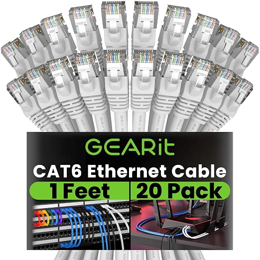 GEARit Cat 6 Ethernet Cable Cat6 Network Patch, Snagless Cord, Internet by GEARit