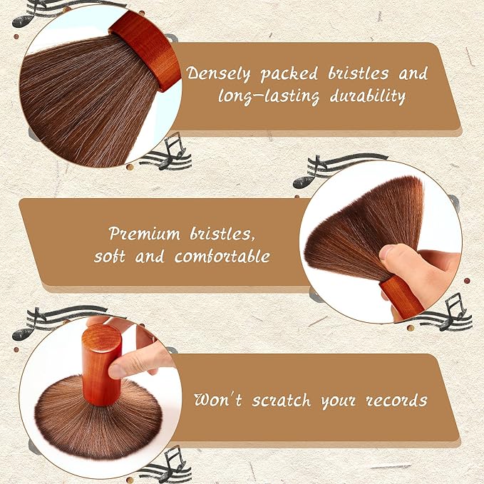 Ziliny 3 Pcs Vinyl Record Cleaning Brush Wooden Anti Static Dust Record Vinyl - Image 3