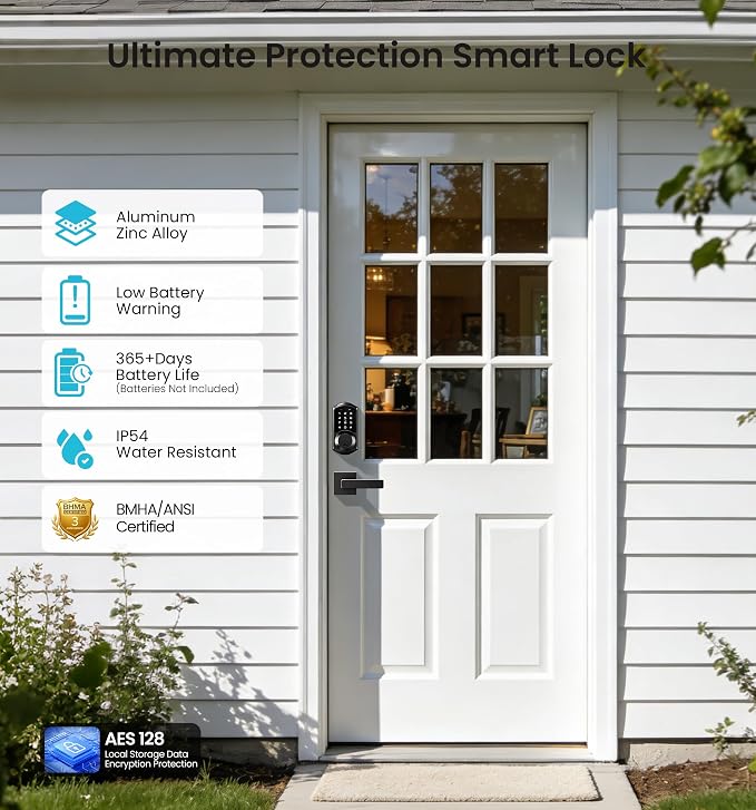 Veise VE06-L Smart Locks with 2 Lever Handle Set, App Control, Keyless Entry - Image 5