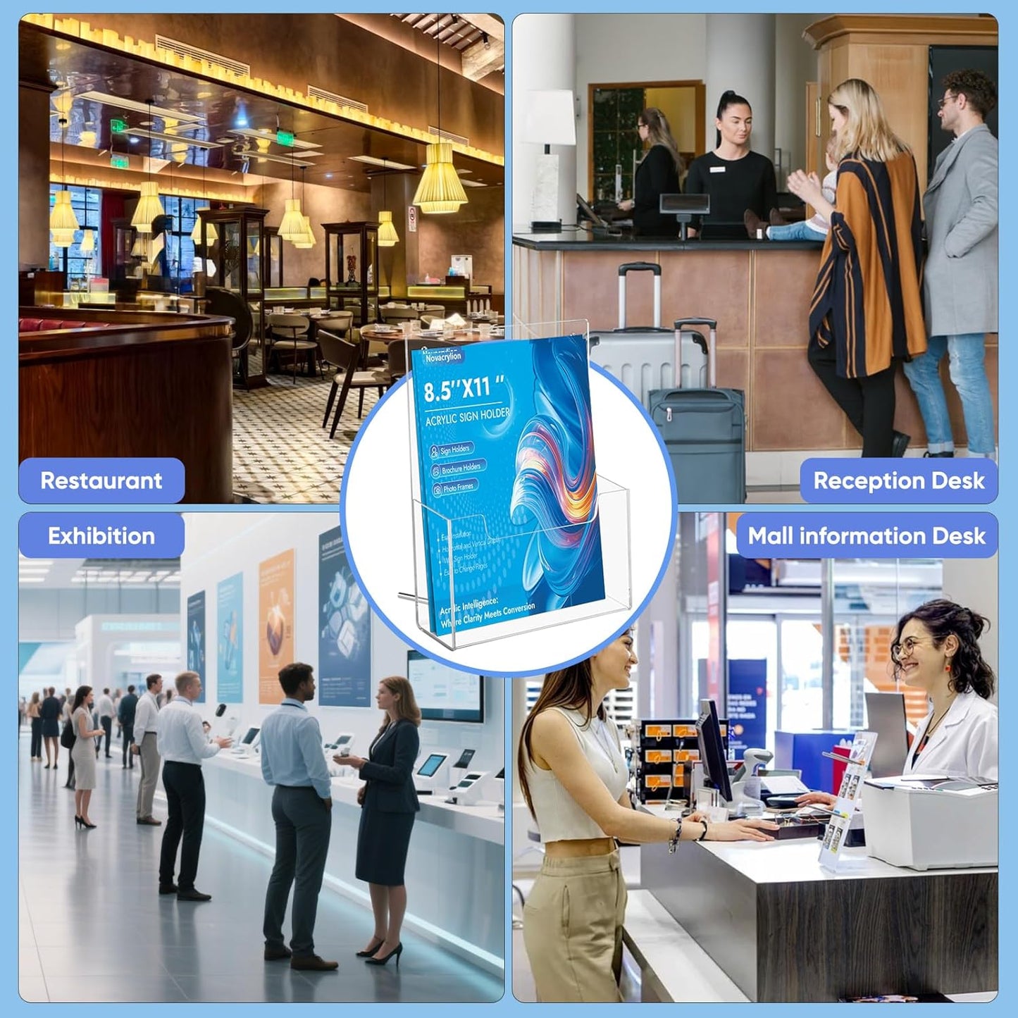 Acrylic Brochure Holder 2-Pack – Trade Show & Vendor Booth Must-Have 8.5×11 Clear Trifold Rack, Wall/Counter Mount, Durable Flyer Display