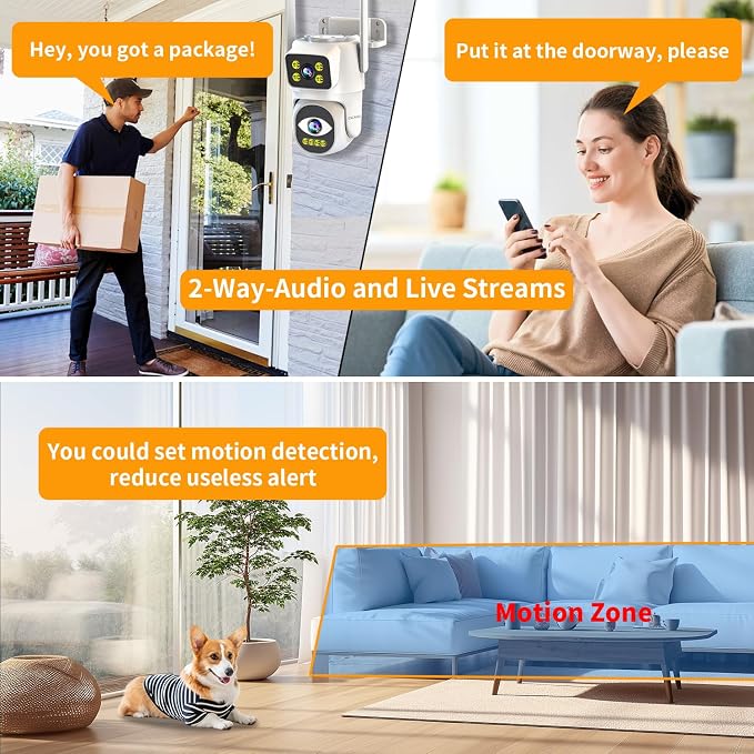 ESCANU Dual Lens Security Camera Outdoor, WiFi Camera - Image 6