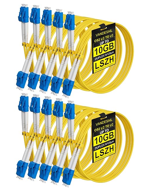 3M LC to LC Single Mode Fiber Patch Cable, 10 Pack OS2 LC to LC Fiber Patch by VANDESAIL