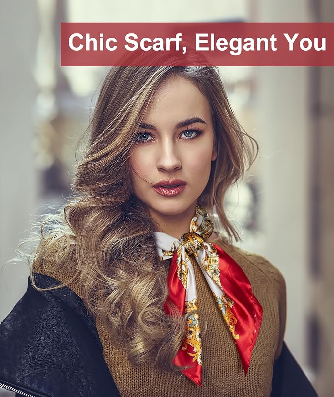 Senker Fashion 35" Head Scarf for Women, Pirate Costume Accessories Silk Red - Image 4