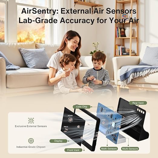 bonoch 16 in 1 Air Quality Monitor Indoor 7" Display 9 AQI+7 Alerts, CO2 - Image 3