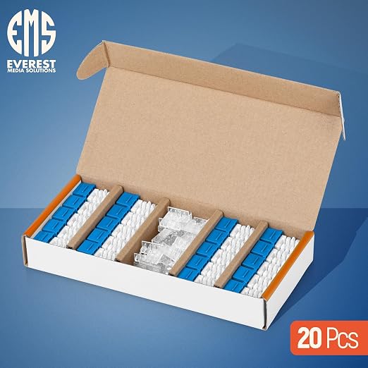 Everest 90° Angled RJ45 Cat6A Keystone Jacks 20-Pack in Blue - Image 2