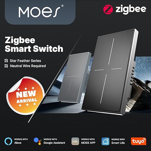 MOES Full Touch Smart Switch, ZigBee SF Wall Light Switch, Neutral Wire Required - Image 2