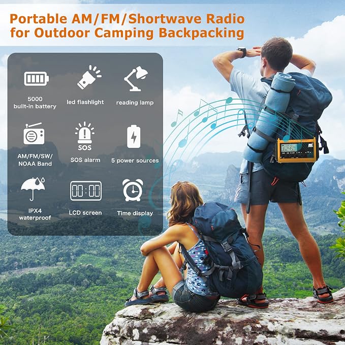 Eoxsmile NOAA Emergency Weather Radio - 5000mAh Solar/Hand Crank/Battery - Image 6