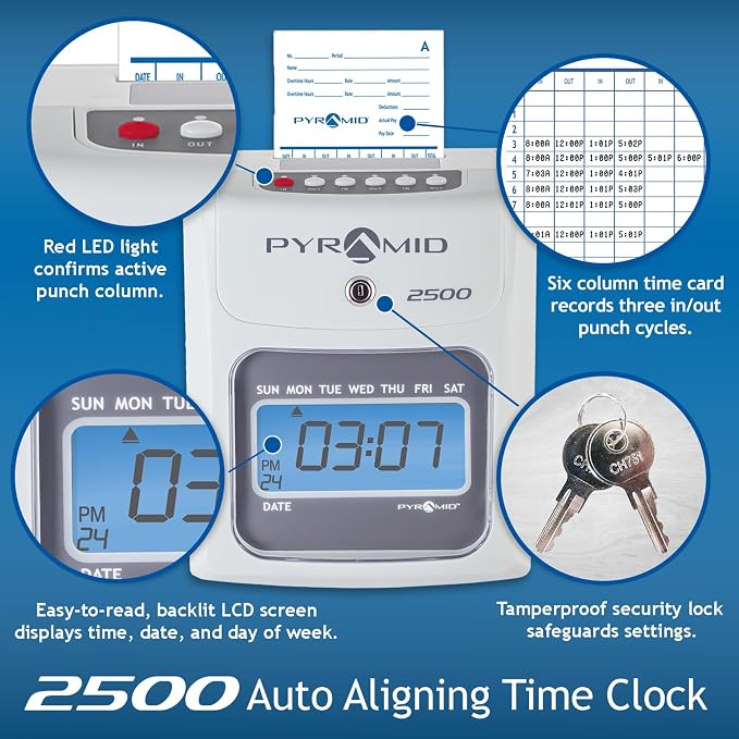 Pyramid Time Systems Small Business 2500 Time Clock Bundle, Unlimited Employees - Image 4
