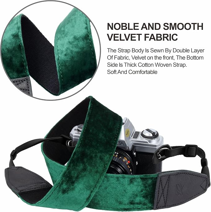 Padwa Lifestyle Green Velvet Camera Strap - Image 4