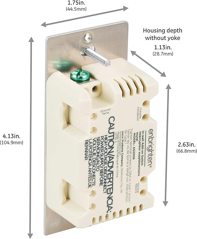 Enbrighten Almond Add-On Switch, QuickFit & SimpleWire, Z-Wave/Zigbee, Not A - Image 5