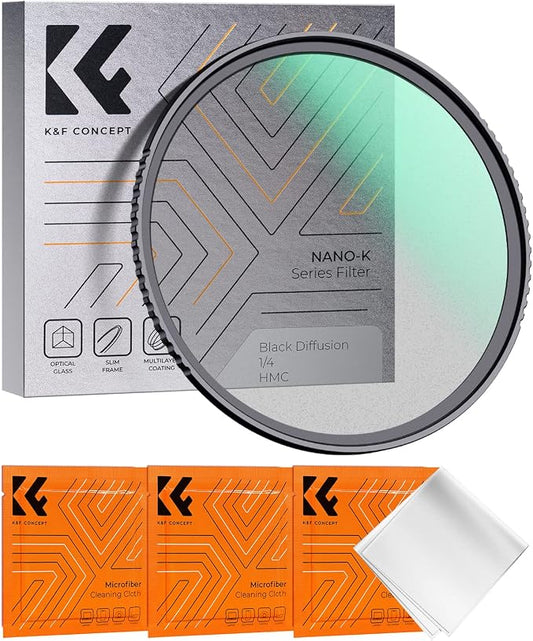 K&F CONCEPT 37mm Black Diffusion 1/4 Filter Mist Cinematic Effect Filter by KFCONCEPT