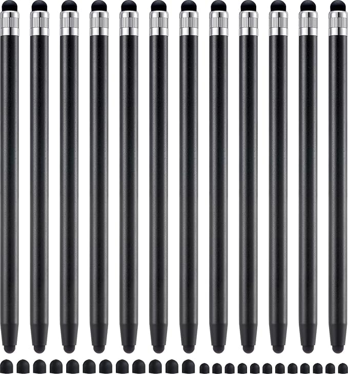 LINFANC 12Pcs Black Stylus Pen for Touchscreen, 2-in-1 High Precision & by LINFANC