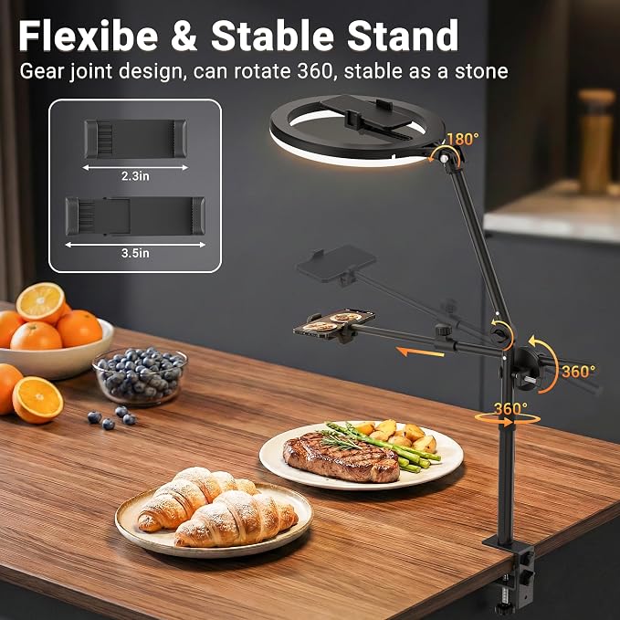 11" Ring Light with Stand, Featuring Overhead Phone Mount and Desk Ring Light - Image 5