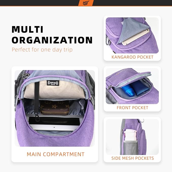 SKYSPER Sling Bag RFID Crossbody Sling Backpack Cross Body Shoulder Bag Travel - Image 2