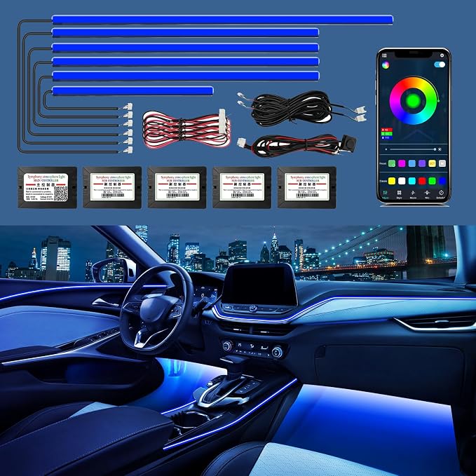 Acrylic Interior Car Lights - 6 in 1 LED Strip Lights by WEBUPAR