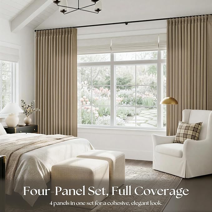 Light Brown Pinch Pleated Linen Curtains 84 Inches Long - Image 6