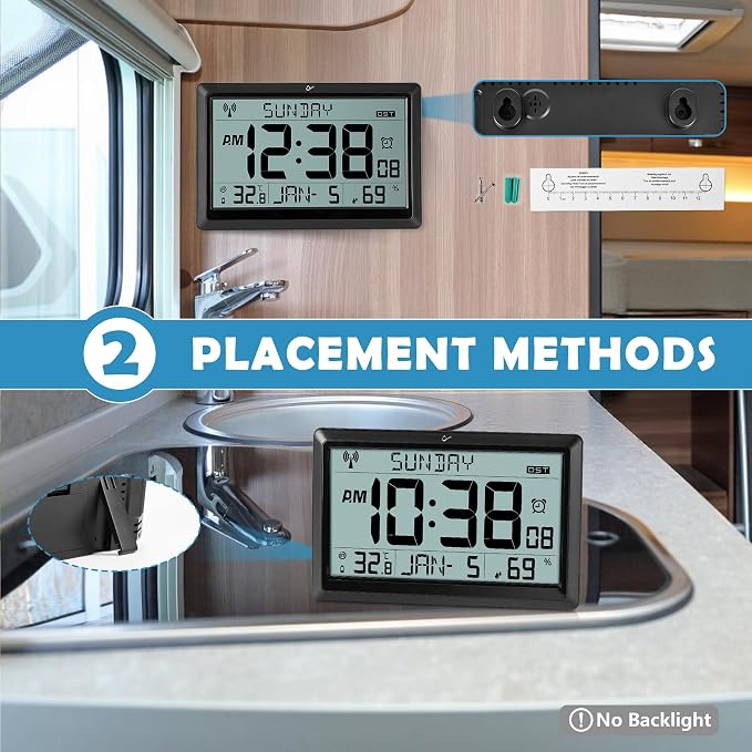 SZELAM Atomic Clock, 10.5"Large Display Digital Wall Clock Battery Operated - Image 2