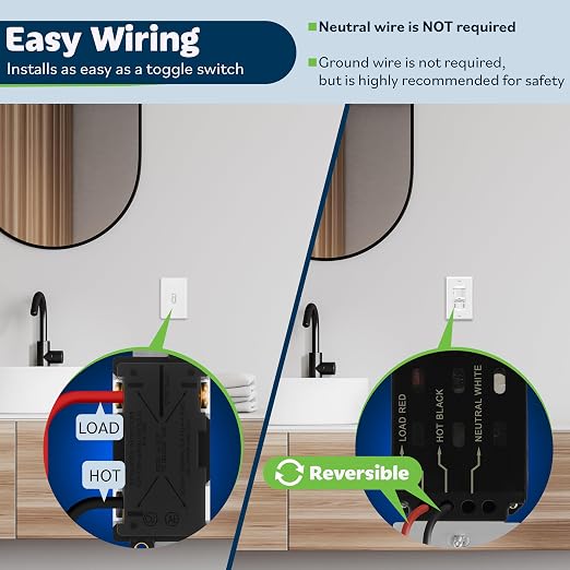 TOPGREENER Occupancy/Vacancy PIR Motion Sensor Light Switch, Learning Function - Image 5