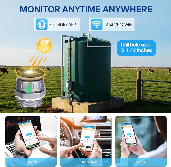 WiFi Solar Tank Level Monitor, briidea Water Oil Tank Level Sensor - Image 2