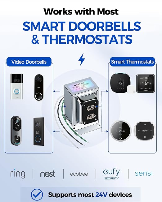 24V 40VA Hardwired Transformer for Ring Video Doorbell, Eufy & Smart Thermostats - Image 3