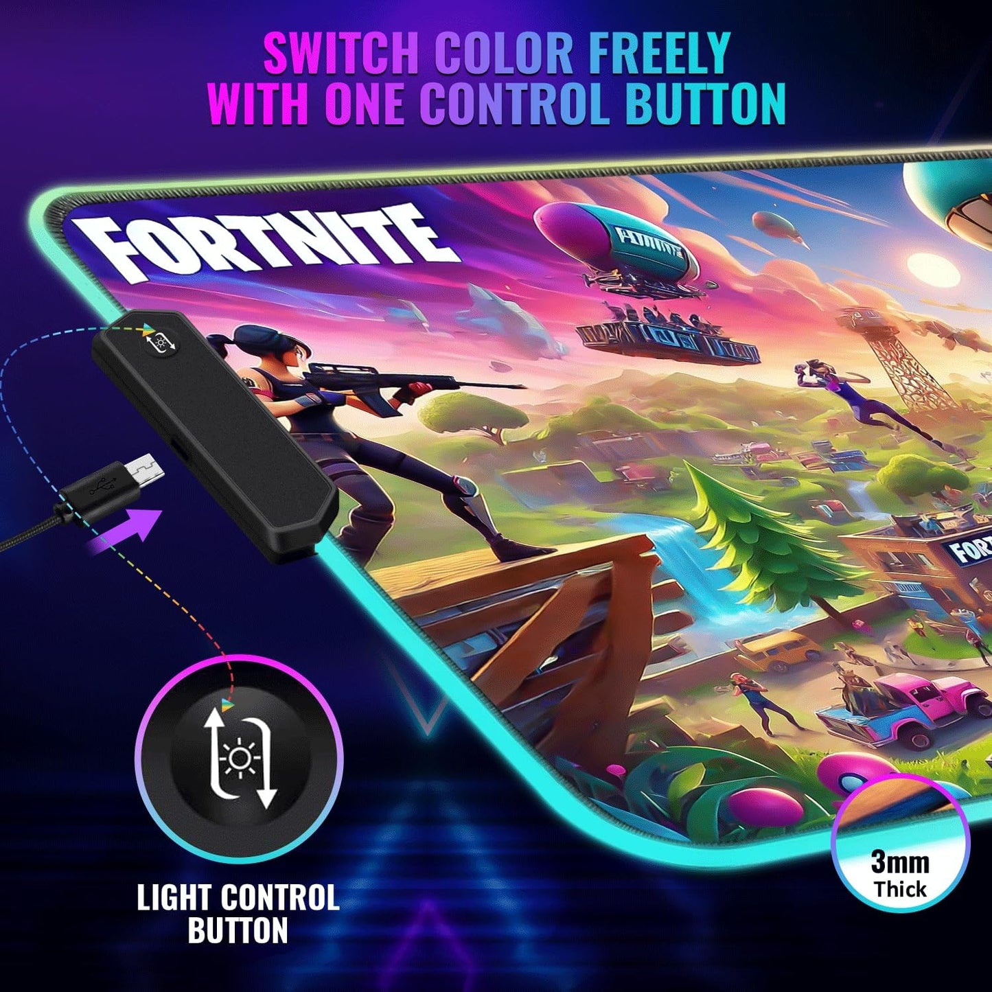 Gaming Mouse Pad - Desk Mat Gaming Mouse Pad, 90x40 Extra Medium Large Extended Big Long Huge XL XXL and XXXL RGB LED Light Mousepad for a Computer, PC Mats Mousepads Battlefield Blitz