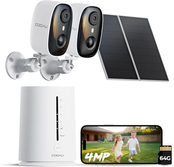 COOAU 4MP Security Cameras Wireless Outdoor Included 64GB Memory Card, No by COOAU