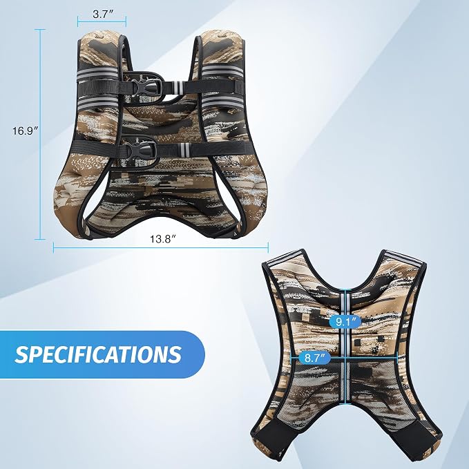 ZELUS Weighted Vest, 6lb/8lb/12lb/16lb/20lb/25lb/30lb Weight Vest - Image 8