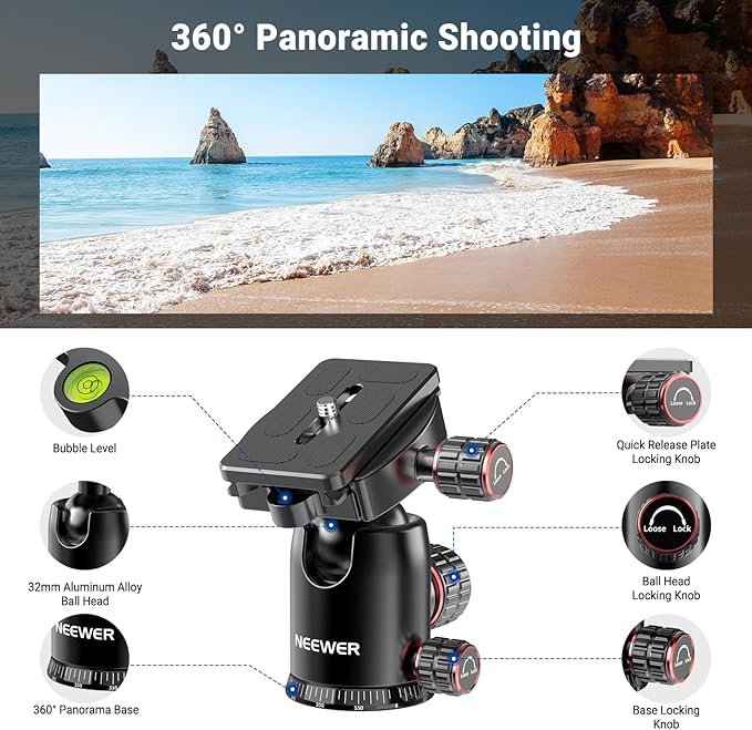 NEEWER 90 Inch Tall Overhead Horizontal Camera Tripod Monopod - Image 3