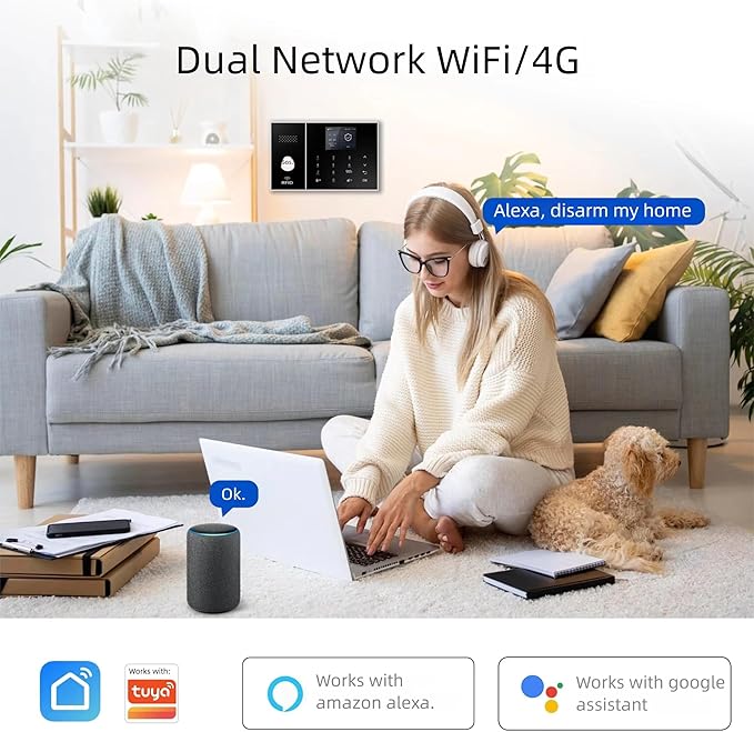 XUK Wireless Home Security System, 4G/GSM/Wi-Fi Smart Alarm Kit, Compatible - Image 2