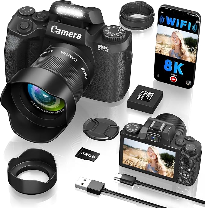 8K Digital Camera, 64MP WiFi Cameras by Gavonde