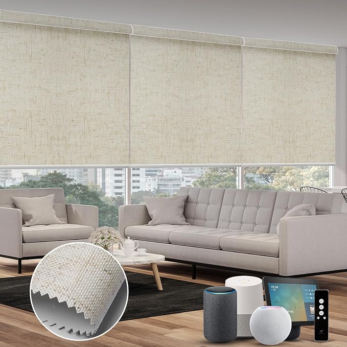 SmartWings Motorized 100% Blackout Shades Blinds, Custom Size, Cordless Window by SmartWings