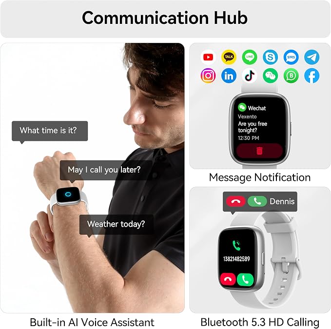 Smart Watch with Alexa Built-in, 1.83" HD Touchscreen Fitness Tracker with - Image 3