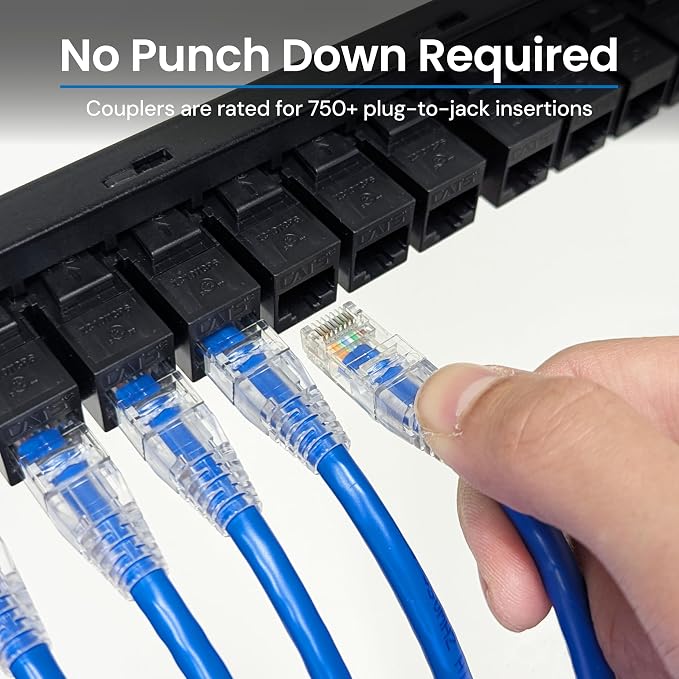 ICC CAT5e Feed-Through Patch Panel, 24 Port, 1U Rackmount, RJ45 Ethernet Patch - Image 3
