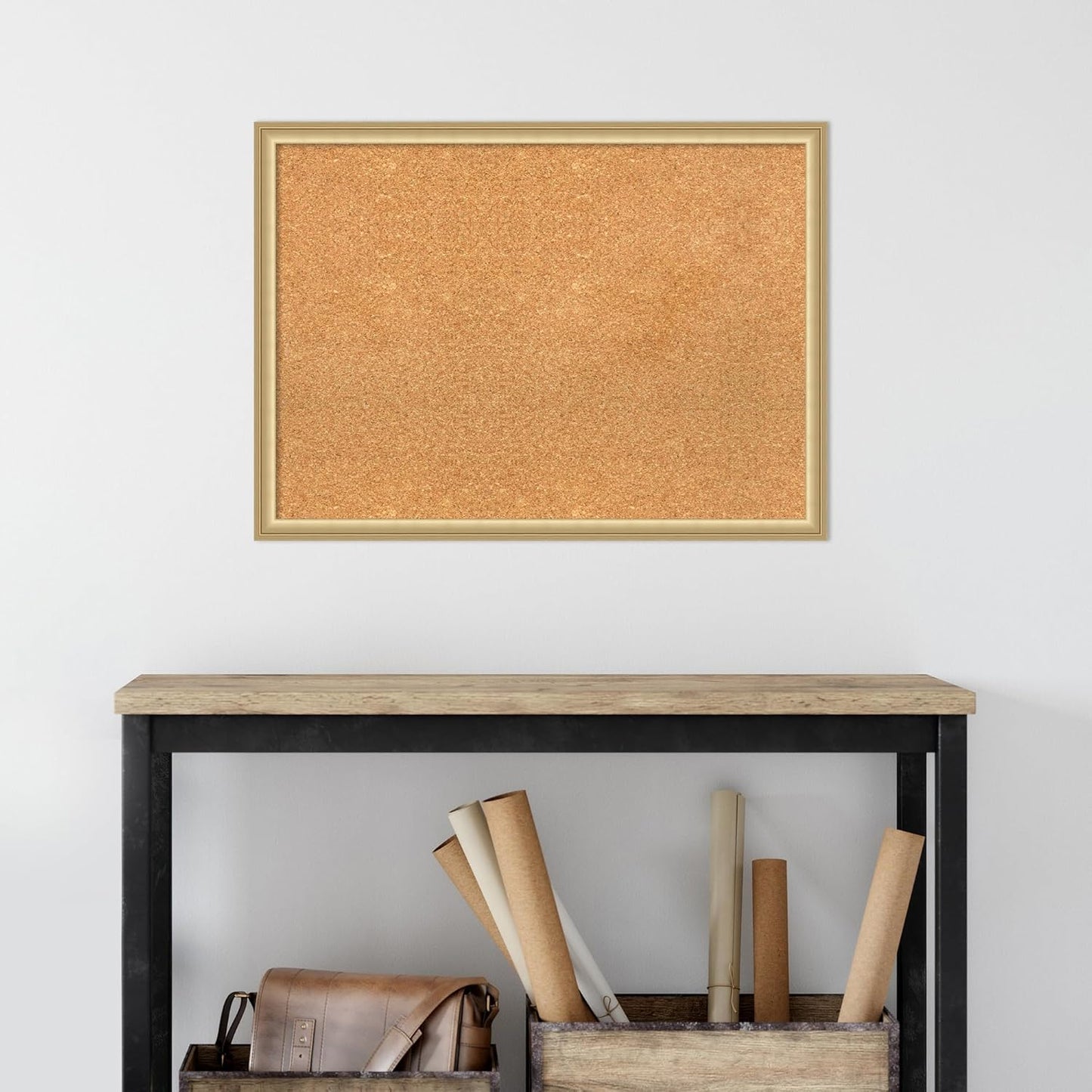 Amanti Art Natural Cork Board for Wall, 22x30 Vision Board with Gold Frame, Medium Corkboard Office Decor for Home Organization, Casual Corkboard Pinboard to display items for home organization
