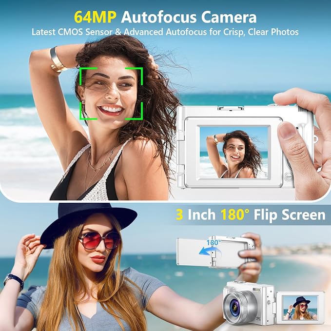 4K Digital Camera for Photography Autofocus, 64MP WiFi Vlogging Camera for - Image 3