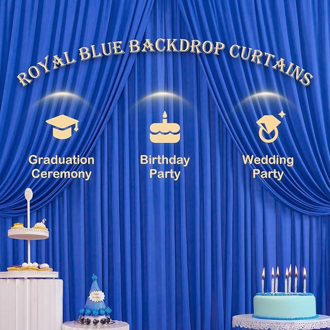 12ft x 10ft Royal Blue Backdrop Curtains - Image 5