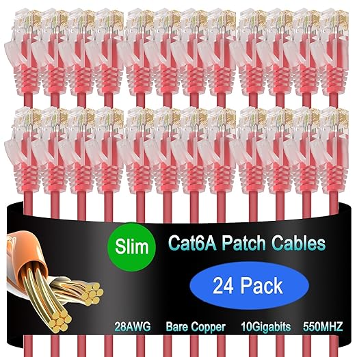 Cat6a Slim Ethernet Patch Cable 0.5 ft, Cat6a Patch Cable by Lysymixs